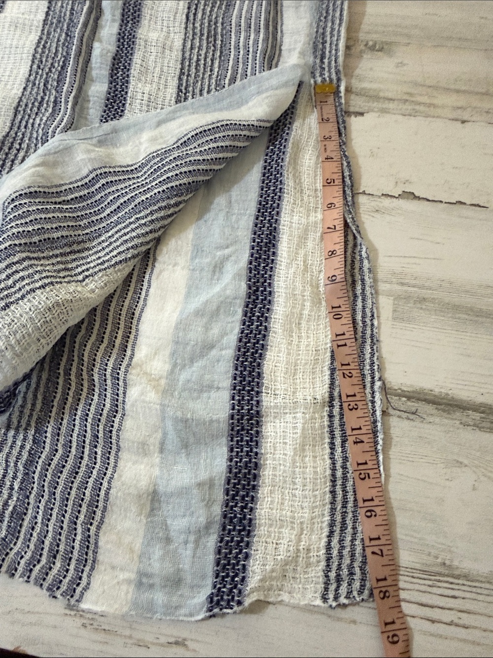 Massimo Dutti Blue & White Striped Swim Coverup Caftan Linen Blend - Picture 11 of 14